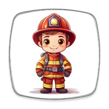 A cute firefighter - Square fridge magnet - white - Front