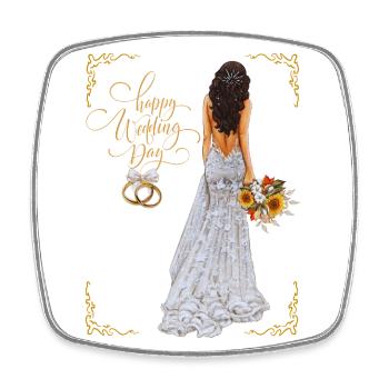 Happy Wedding Day - Square fridge magnet - white - Front