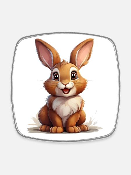 Lapin mignon ou lapin mignon - Magnet carré - blanc