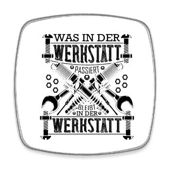 Mechaniker was in der Werkstatt passiert - Viereckiger Kühlschrankmagnet - Weiß - Vorne