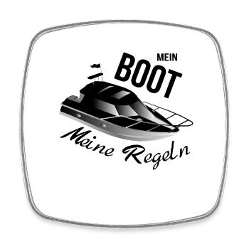 Mein boot meine Regeln Motorboot - Viereckiger Kühlschrankmagnet - Weiß - Vorne