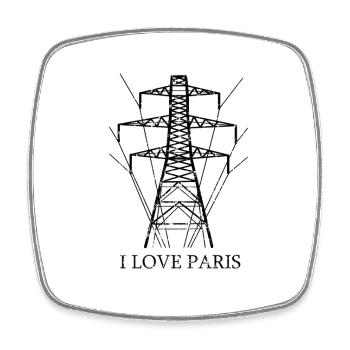 Paris Strommast I Love Paris Parodie - Viereckiger Kühlschrankmagnet - Weiß - Vorne