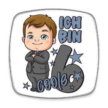 6. Geburtstag Junge 6 Jahre Jungs Ich bin coole 6 - Viereckiger Kühlschrankmagnet - Weiß - Vorne