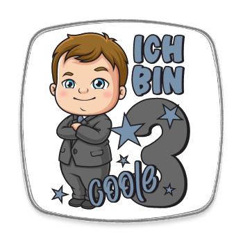 3. Geburtstag Junge 3 Jahre Jungs Ich bin coole 3 - Viereckiger Kühlschrankmagnet - Weiß - Vorne
