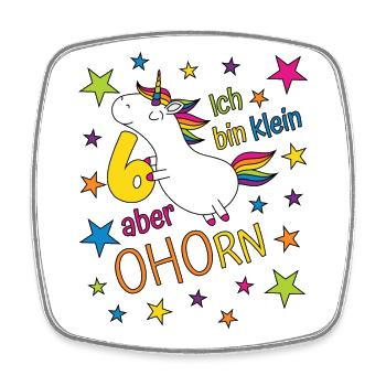 6 Jahre Mädchen Einhorn Ich bin klein aber ohorn 6 - Viereckiger Kühlschrankmagnet - Weiß - Vorne