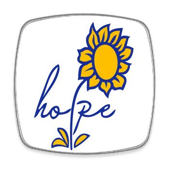 Hope, Sunflower - Square fridge magnet - white - Front