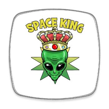 Space King Alien - Square fridge magnet - white - Front