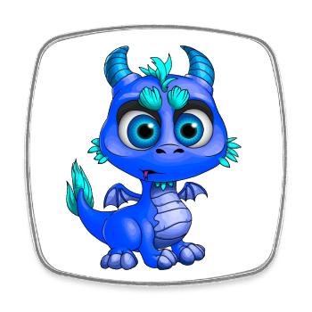 Baby Drache Blau | Niedlicher blauer Baby Drache - Viereckiger Kühlschrankmagnet - Weiß - Vorne