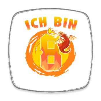 8. Geburtstag Ich Bin 8 Drachen Mitgebsel - Viereckiger Kühlschrankmagnet - Weiß - Vorne