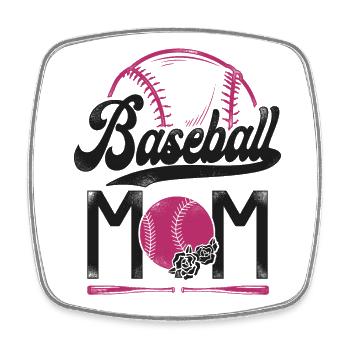 Baseball Fan Mom Mother Vintage - Viereckiger Kühlschrankmagnet - Weiß - Vorne