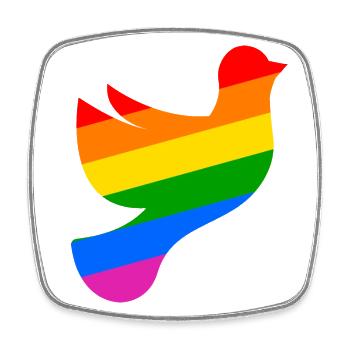 LGBTQ Dove of Peace with Rainbow Flag - Square fridge magnet - white - Front