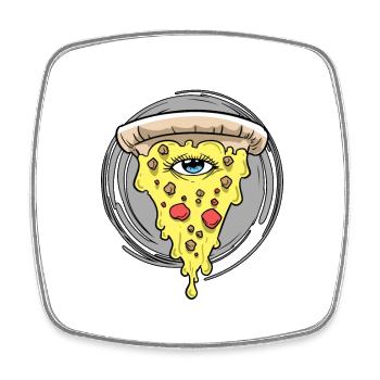 Pizza Allsehendes Auge In Crust We Trust - Viereckiger Kühlschrankmagnet - Weiß - Vorne