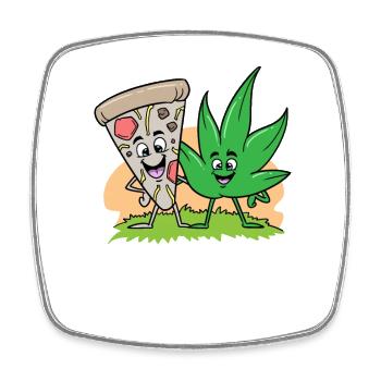 Pizza And Weed Cannabis Marijuana - Square fridge magnet - white - Front