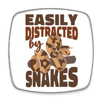Snake Serpent Easily Distracted By - Square fridge magnet - white - Front