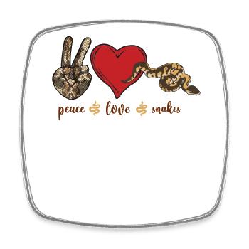 Snake Serpent Peace Love Snakes - Square fridge magnet - white - Front