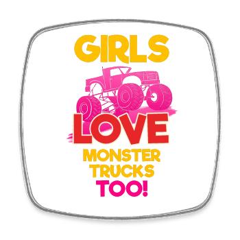 Monster Truck Reifen Mädchen Frauen I Geschenkidee - Viereckiger Kühlschrankmagnet - Weiß - Vorne