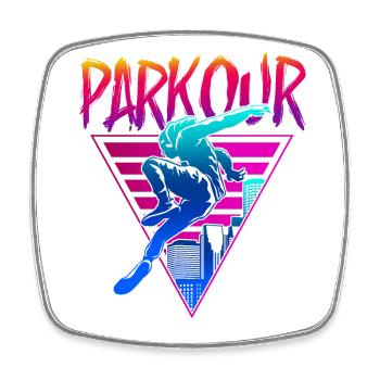 Parkour Free Running Traceur 80S - Square fridge magnet - white - Front