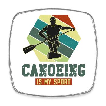Canoe Canoeing Racing Canoe - Square fridge magnet - white - Front