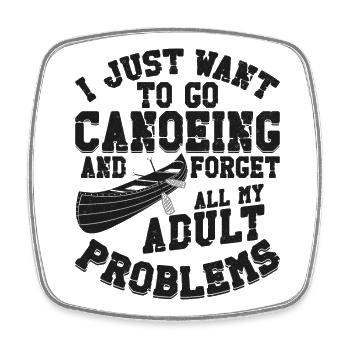 Canoe Canoeing Vintage I Just Want - Viereckiger Kühlschrankmagnet - Weiß - Vorne