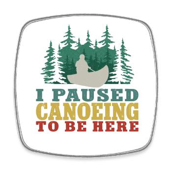 Canoe Canoeing Vintage I Paused - Viereckiger Kühlschrankmagnet - Weiß - Vorne