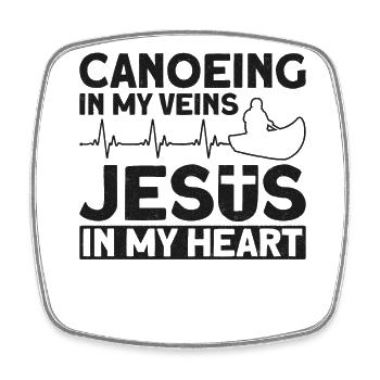 Canoe Canoeing Jesus Faith Vintage - Viereckiger Kühlschrankmagnet - Weiß - Vorne