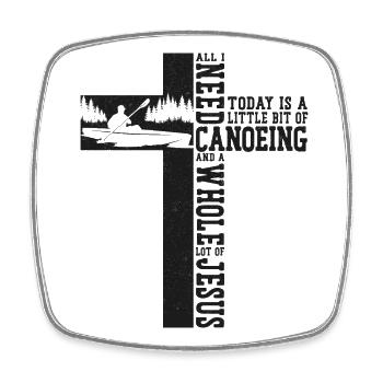 Canoe Canoeing Jesus Cross Vintage - Viereckiger Kühlschrankmagnet - Weiß - Vorne