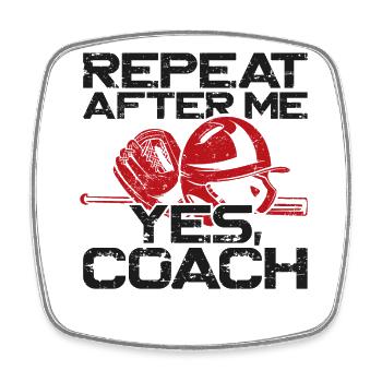 Baseball Fan Coach Vintage Repeat - Viereckiger Kühlschrankmagnet - Weiß - Vorne