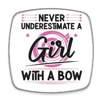 Archery Bow Archer Girl Never - Viereckiger Kühlschrankmagnet - Weiß - Vorne