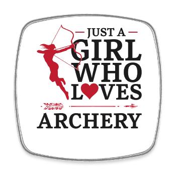 Archery Bow Archer Girl Vintage - Square fridge magnet - white - Front