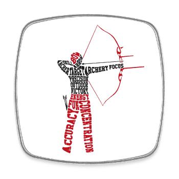 Archery Bow Archer Word Cloud - Viereckiger Kühlschrankmagnet - Weiß - Vorne