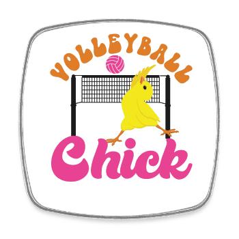 Volleyball Player Team Chicken - Square fridge magnet - white - Front