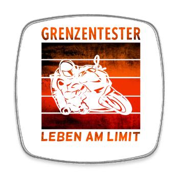Grenzentester Leben Am Limit Motorradfahrer Biker - Viereckiger Kühlschrankmagnet - Weiß - Vorne