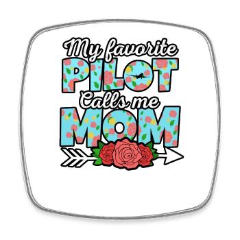 Airplane Pilot Fly Mother Son Child I Gift - Square fridge magnet - white - Front