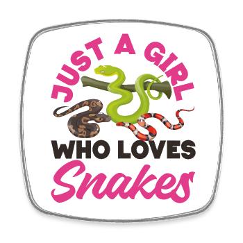 Snake Serpent Just A Girl Who - Square fridge magnet - white - Front