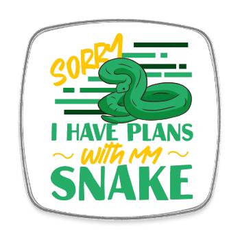 Snake Serpent Sorry I Have Plans - Viereckiger Kühlschrankmagnet - Weiß - Vorne