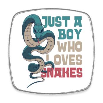 Snake Serpent Just A Boy Who Loves - Square fridge magnet - white - Front