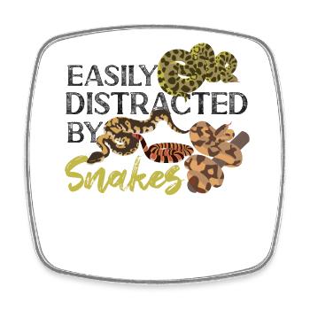 Snake Serpent Easily Distracted By - Square fridge magnet - white - Front