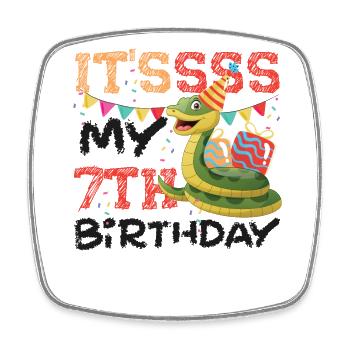 Snake Serpent It'ssss My 7th - Square fridge magnet - white - Front