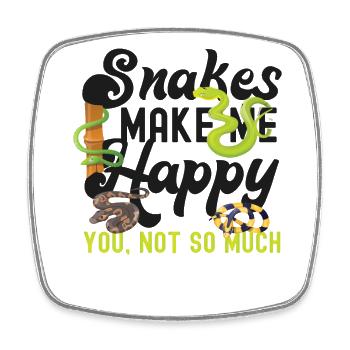 Snake Serpent Snakes Make Me Happy - Viereckiger Kühlschrankmagnet - Weiß - Vorne