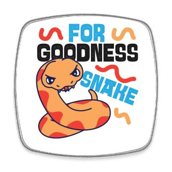 Snake Serpent Pun For Goodness - Square fridge magnet - white - Front