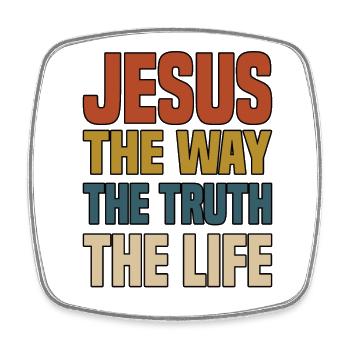 Jesus The Way The Truth The Life - Viereckiger Kühlschrankmagnet - Weiß - Vorne