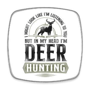 Buck Deer Hunting Hunter Vintage I - Square fridge magnet - white - Front
