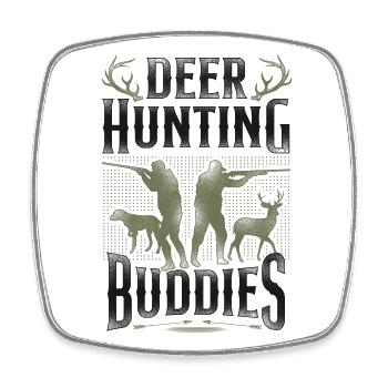 Buck Deer Hunting Hunter Vintage - Viereckiger Kühlschrankmagnet - Weiß - Vorne