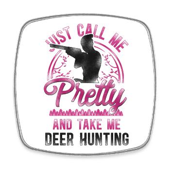 Buck Deer Hunting Hunter Girl - Viereckiger Kühlschrankmagnet - Weiß - Vorne