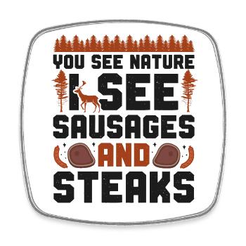 Buck Deer Hunting Hunter Bbq - Magnet carré - blanc - Devant