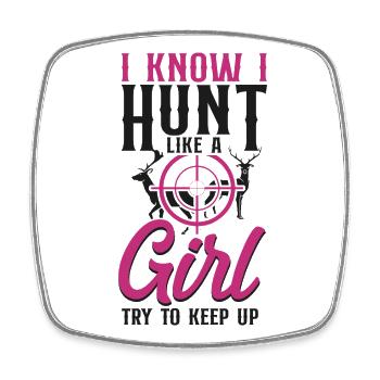 Buck Deer Hunting Hunter Girl - Viereckiger Kühlschrankmagnet - Weiß - Vorne