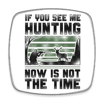 Buck Deer Hunting Hunter Vintage - Viereckiger Kühlschrankmagnet - Weiß - Vorne