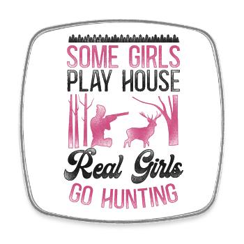 Buck Deer Hunting Hunter Girl - Square fridge magnet - white - Front