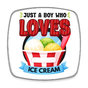 Ice Cream Boy Just A Boy Who Loves - Viereckiger Kühlschrankmagnet - Weiß - Vorne
