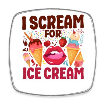 Ice Cream Pun Cone Popsicle Mouth - Viereckiger Kühlschrankmagnet - Weiß - Vorne